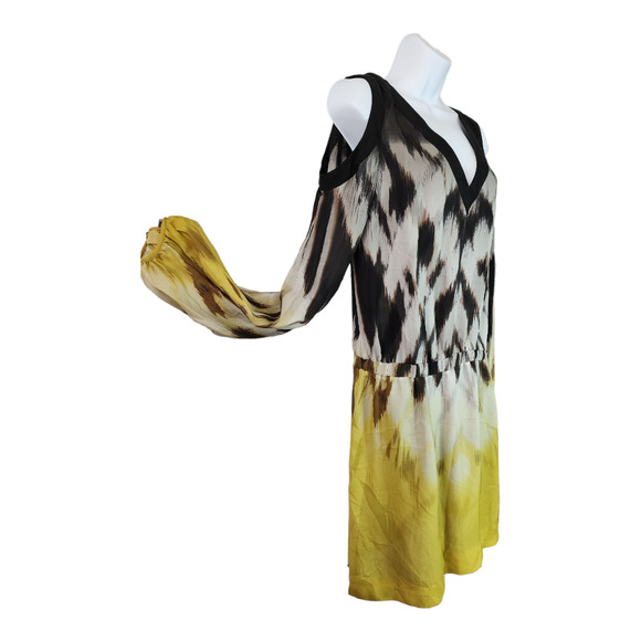 Anthropologie Leifsdottir Silk Cold Shoulder Dress Size 6 - Picture 3 of 10